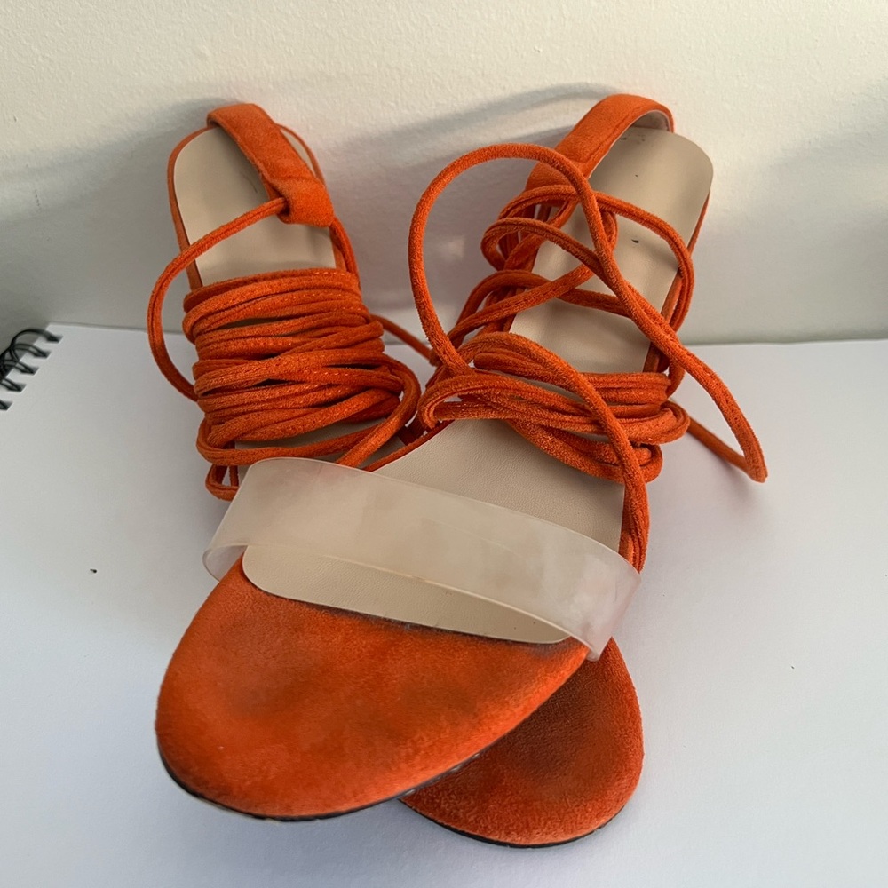 Orange size and 13 lace up heals hand made